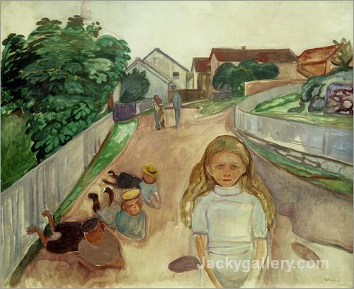 Children Playing in the Street in Asgardstrand by Edvard Munch paintings reproduction